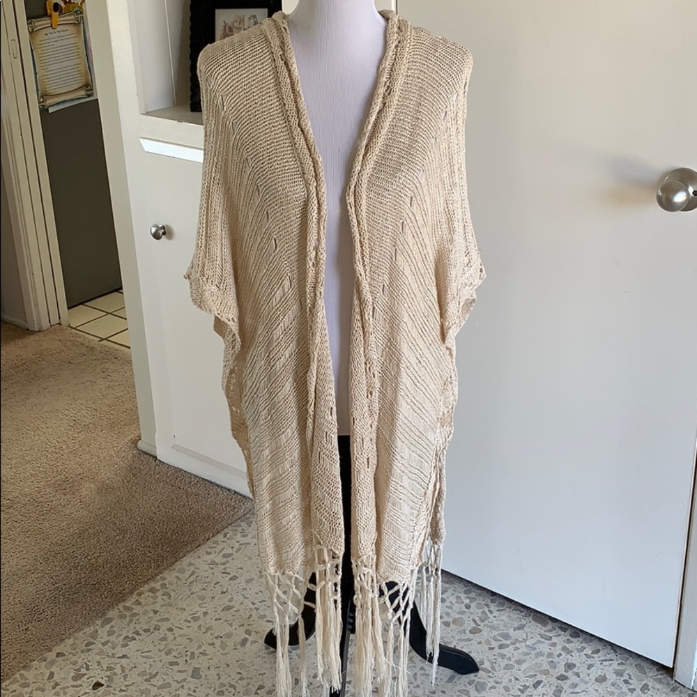 Bohemian style crocheted long vest